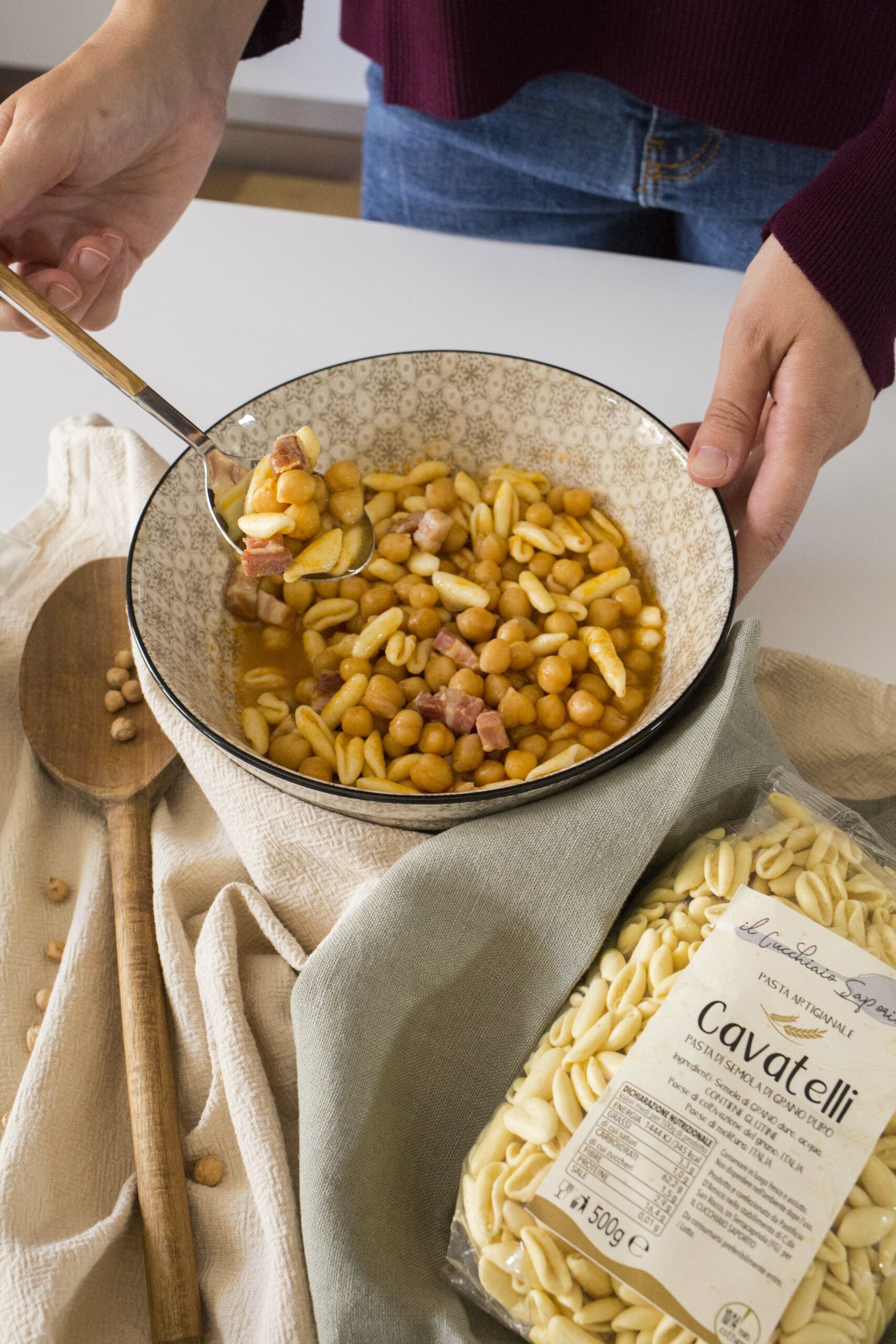 cavatelli ceci e pancetta